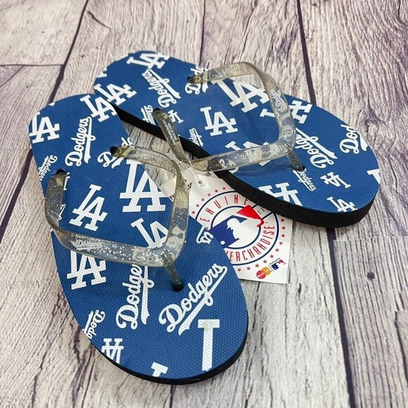 NEW MLB Los Angeles Dodgers Baseball‎ Women's Size 6 Flip Flops Thong Sandals - Picture 2 of 10